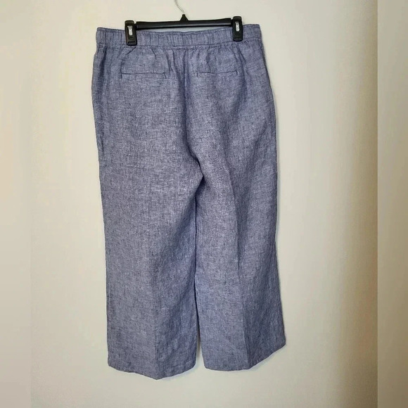 St Tropez West Drawstring Waist Linen Wide Leg Chambray Pants(L) - Picture 2 of 7